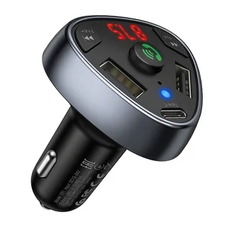 Transzmitter: HOCO E51- autós FM/Bluetooth transzmitter + 2XUSB/Type-C autós töltő, fekete