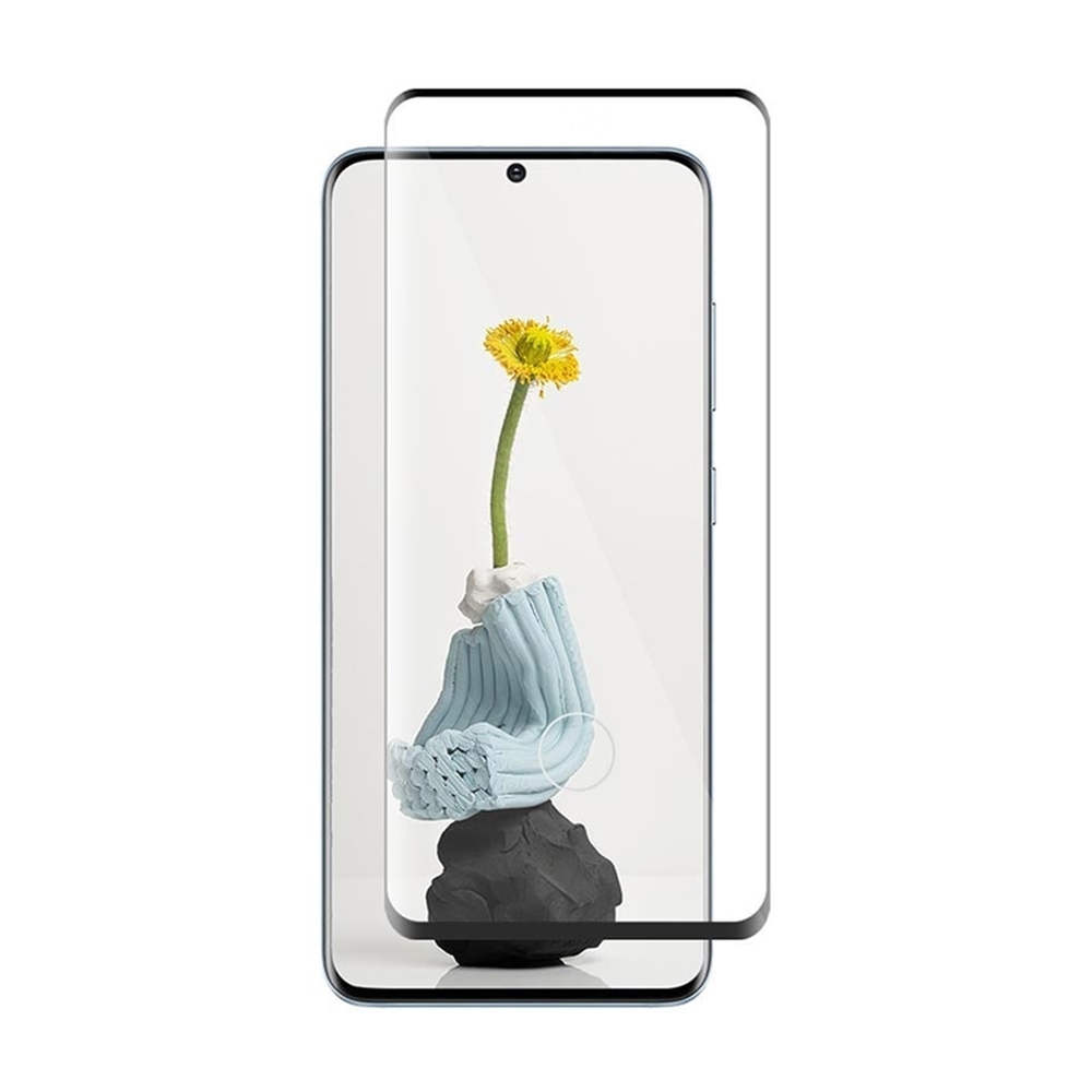 Samsung Galaxy S21 Ultra üvegfólia - 5D full glue, super kemény tokbarát fólia fekete kerettel (az íves részre ráhajlik, ujjlenyomat olvasónál kivágással)