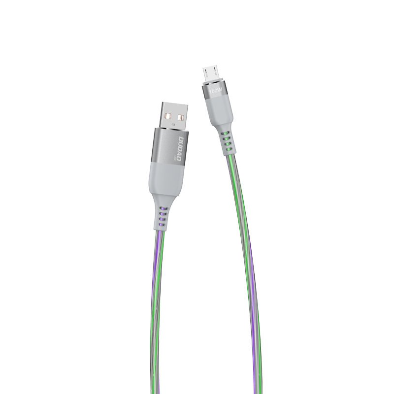 Adatkábel: DUDAO L9X - USB / MicroUSB világító LED adatkábel, (5A) 1m