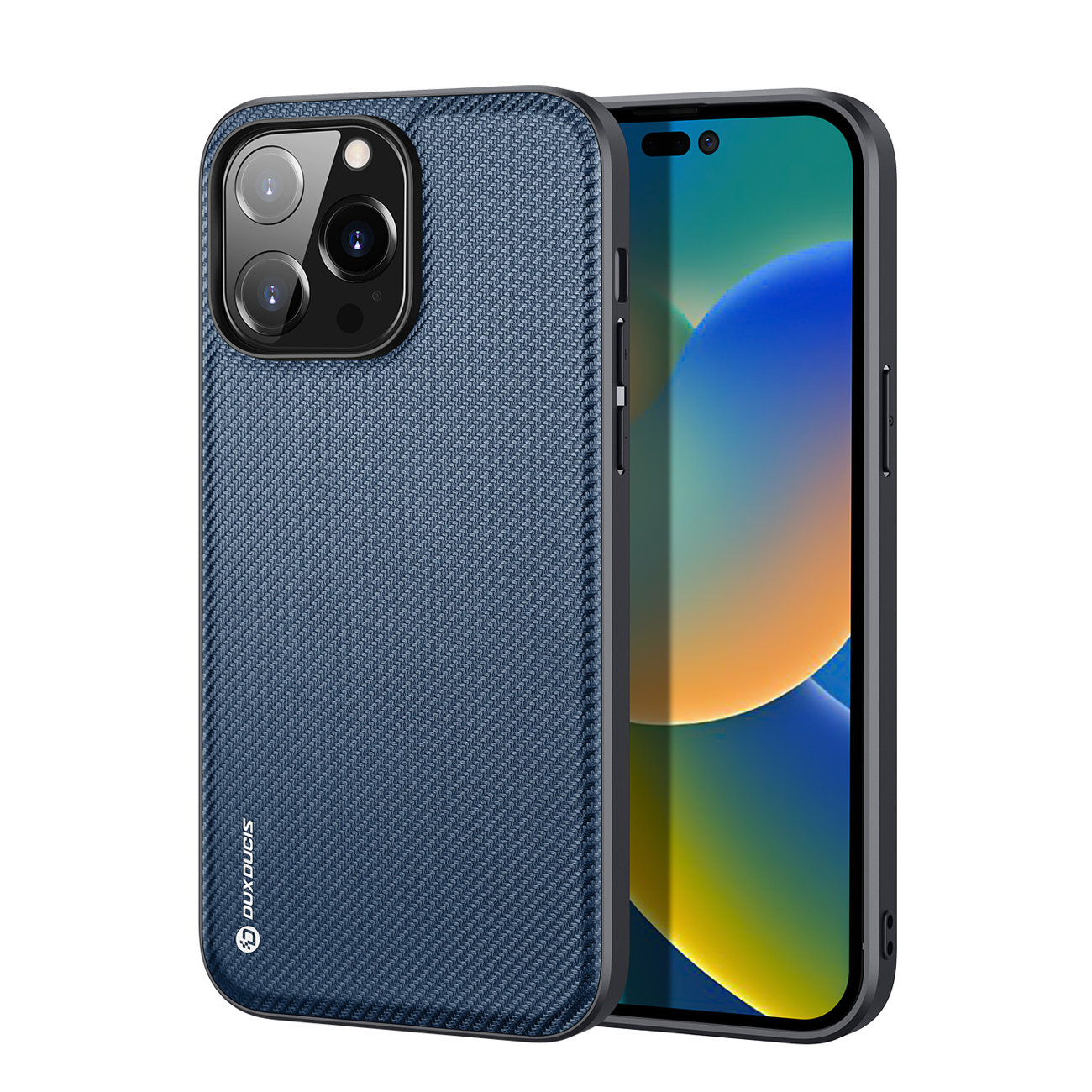 iPhone 14 Pro Max Telefontok - Dux Ducis Fino kék műanyag tok, szilikon kerettel