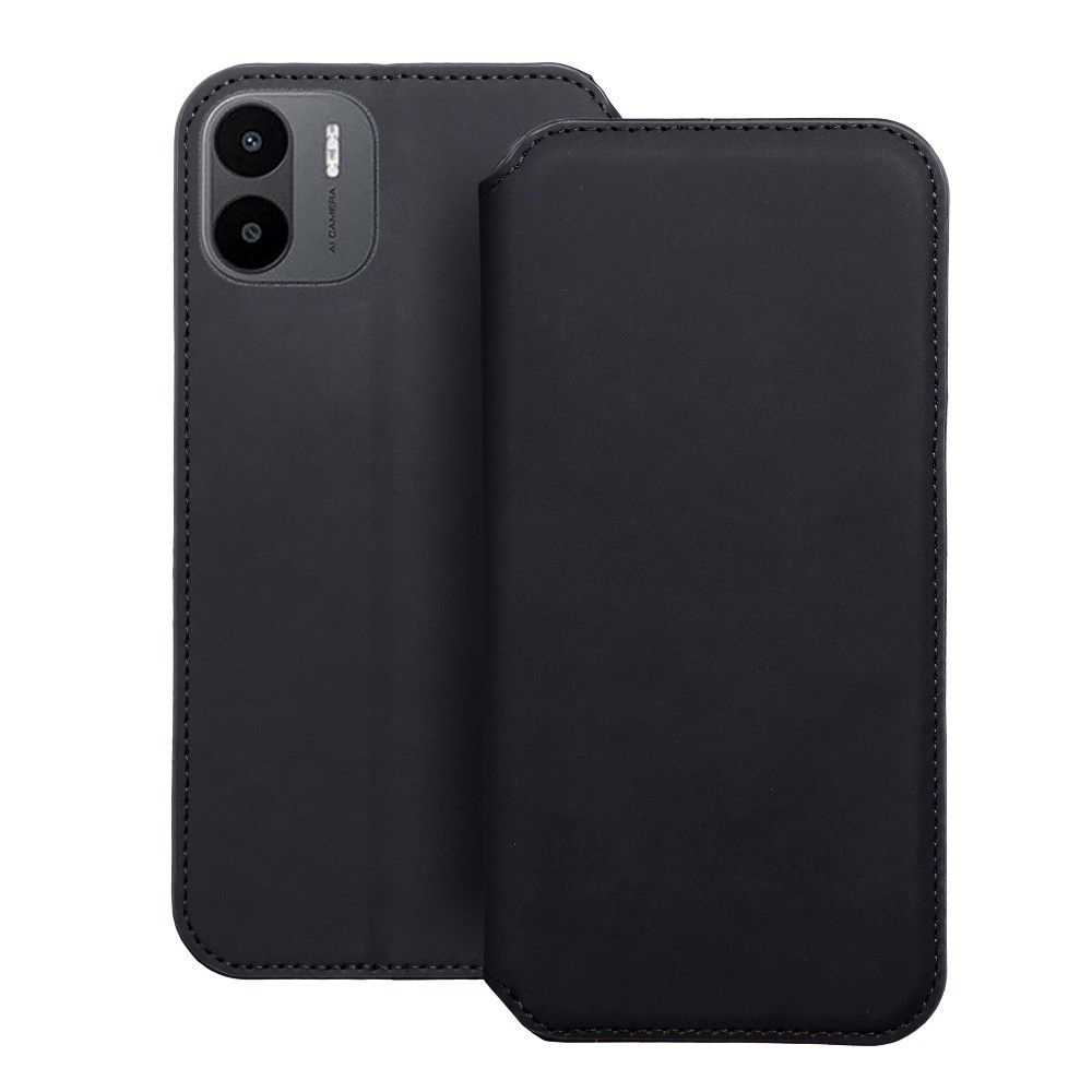 Xiaomi Redmi A1 Telefontok - Dual Pocket - fekete mágneses átlátszó szilikon keretes könyvtok