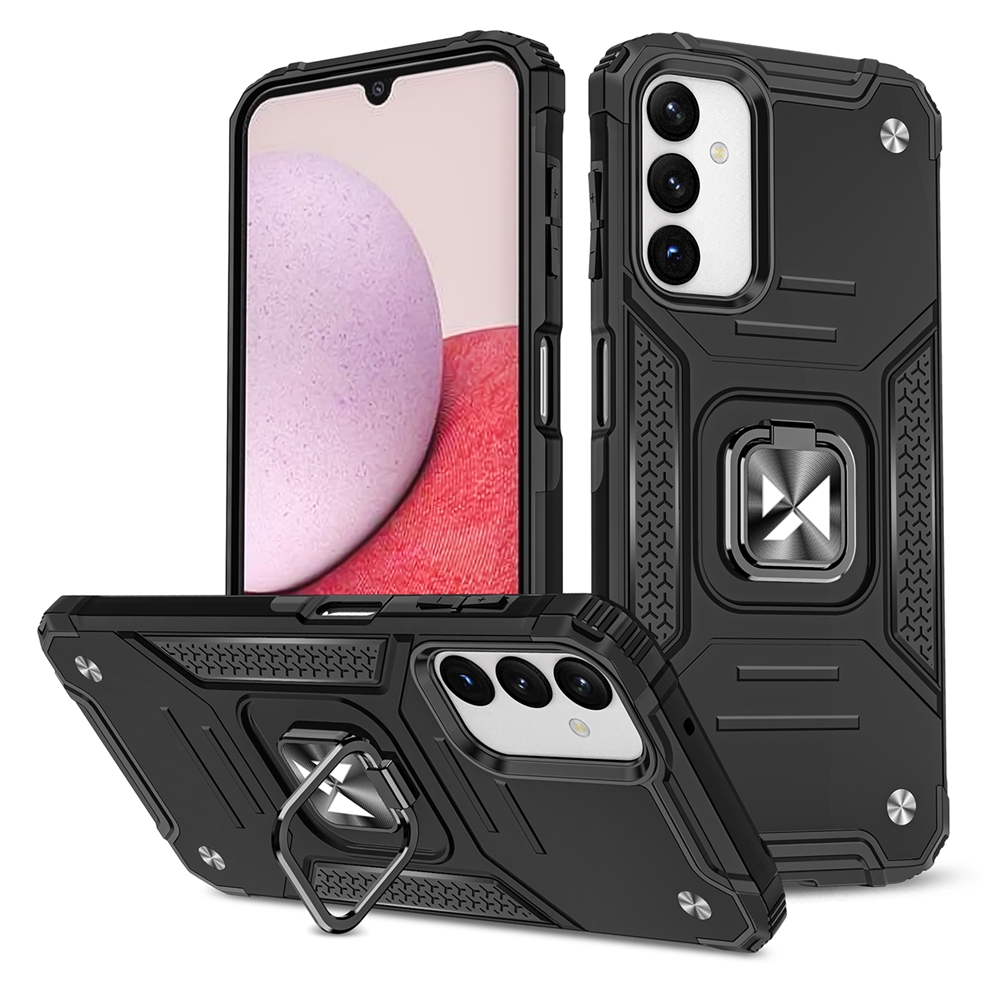 Samsung Galaxy A14 4G / LTE Telefontok - Wozinsky Ring Armor ütésálló fekete tok kitámasztóval