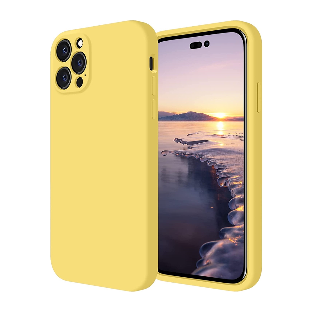 iPhone 14 Pro Max Telefontok - Mag Invisible - MagSafe kompatibilis sárga szilikon tok