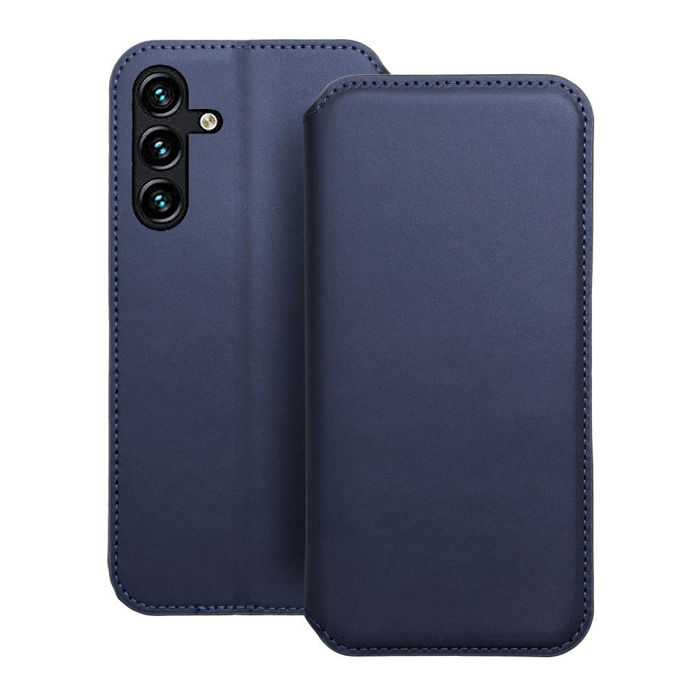 Samsung Galaxy A15 4G / 5G Telefontok - Dual Pocket - kék mágneses átlátszó szilikon keretes könyvtok