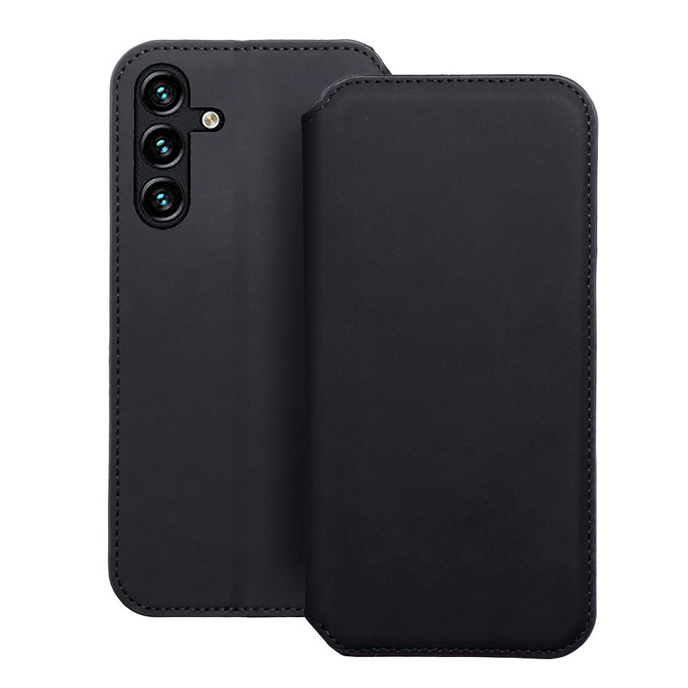 Samsung Galaxy A15 4G / 5G Telefontok - Dual Pocket - fekete mágneses átlátszó szilikon keretes könyvtok