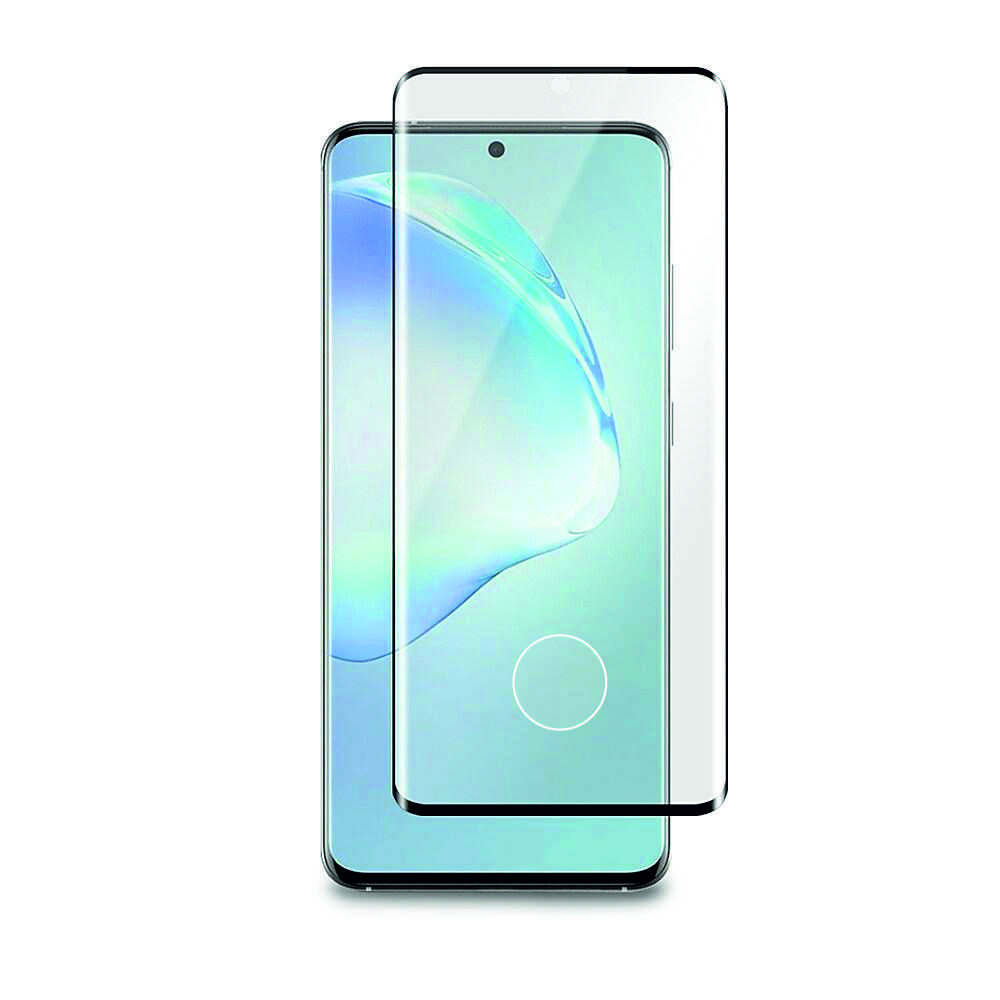 Üvegfólia Samsung Galaxy S10+ (S10 Plus) - 5D full glue, super kemény tokbarát fólia fekete kerettel (az íves részre is ráhajlik, ujjlenyomat olvasónál kivágással)