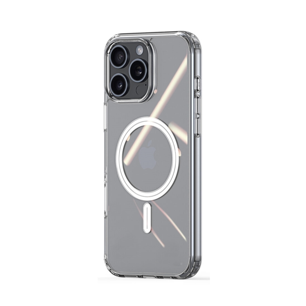 iPhone 16 Pro Max telefontok - MagSafe kompatibilis átlátszó műanyag hátlap tok, szilikon kerettel ﻿