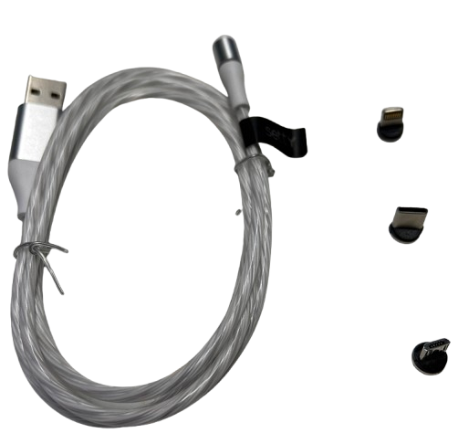 Setty- LED-es USB / Lightning / Type-C (USB-C) / MicrUSB kábel, cserélhető mégneses fejekkel, 2A, 1m Setty- LED-es USB / Lightning / Type-C (USB-C) / MicrUSB kábel, cserélhető mégneses fejekkel, 2A, 1m