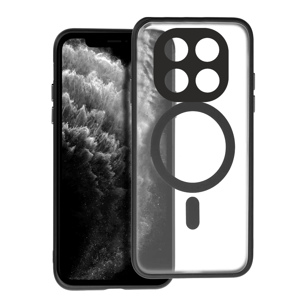 Xiaomi Redmi Note 14 Pro 5G telefontok - FULL MATTE MAG COVER - MagSafe kompatibilis áttetsző/fekete szilikon tok