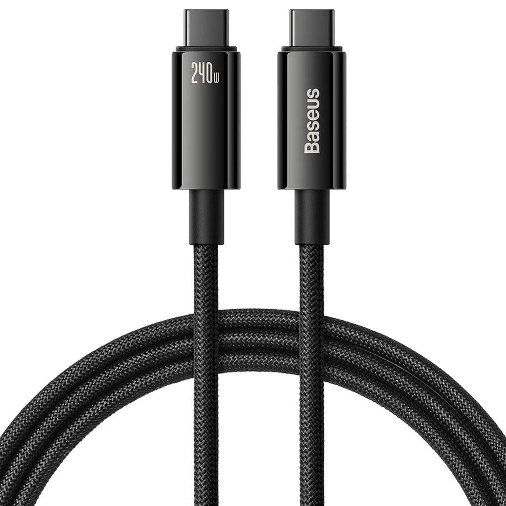 BASEUS CAWJ040101 - Type-C / Type-C (USB-C) fekete szövet kábel 1m, 240W BASEUS CAWJ040101 - Type-C / Type-C (USB-C) fekete szövet kábel 1m, 240W