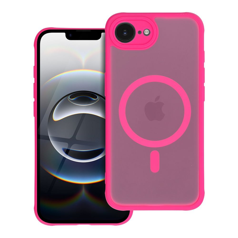 iPhone 16e telefontok - FULL MATTE MAG COVER - MagSafe kompatibilis áttetsző/pink hátlap tok