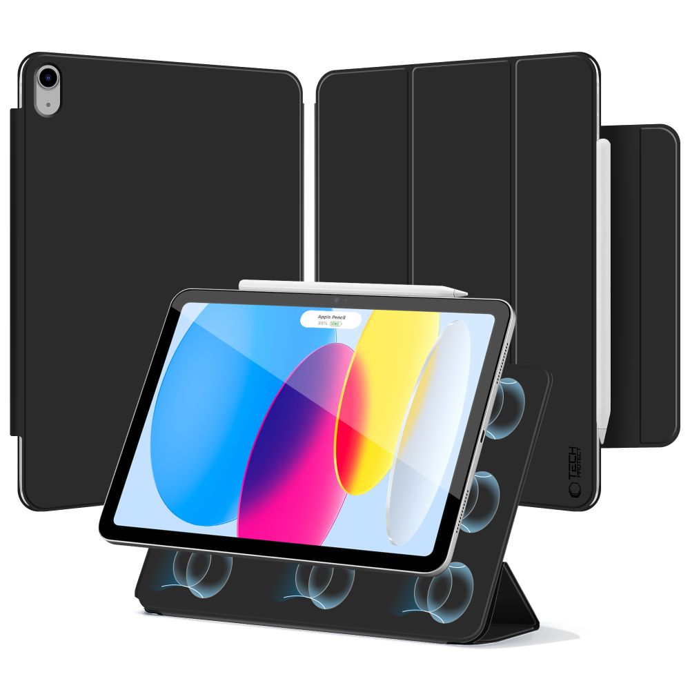 Tablettok iPad 2022 10.9 (iPad 10) - TECH-PROTECT MAGNETIC fekete smart case ceruza tartóval, mágneses rögzítéssel