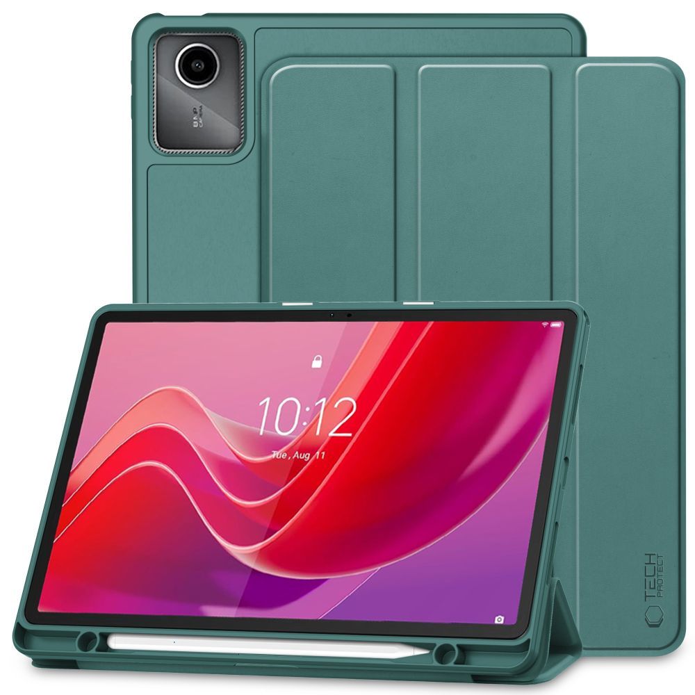 Lenovo Tab M11 (TB-330, 11,0 coll) tablettok - zöld smart case tablet tok, ceruza tartóval ﻿