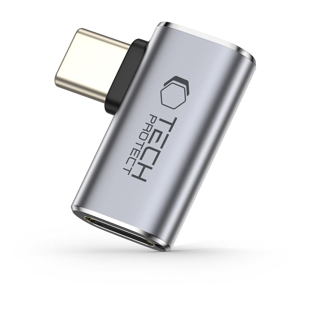 Tech-Protect Ultraboost Aa01 adapter- Type-C / Type-C (USB-C) porttal, 90°-ban elfordított, szürke