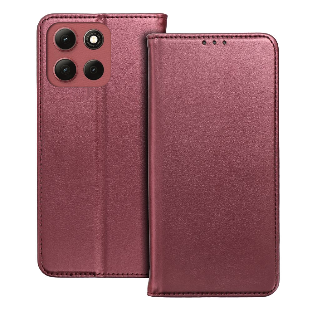 Telefontok Motorola Moto G56 5G - Smart Magnetic - burgundy szilikon keretes mágneses könyvtok ﻿