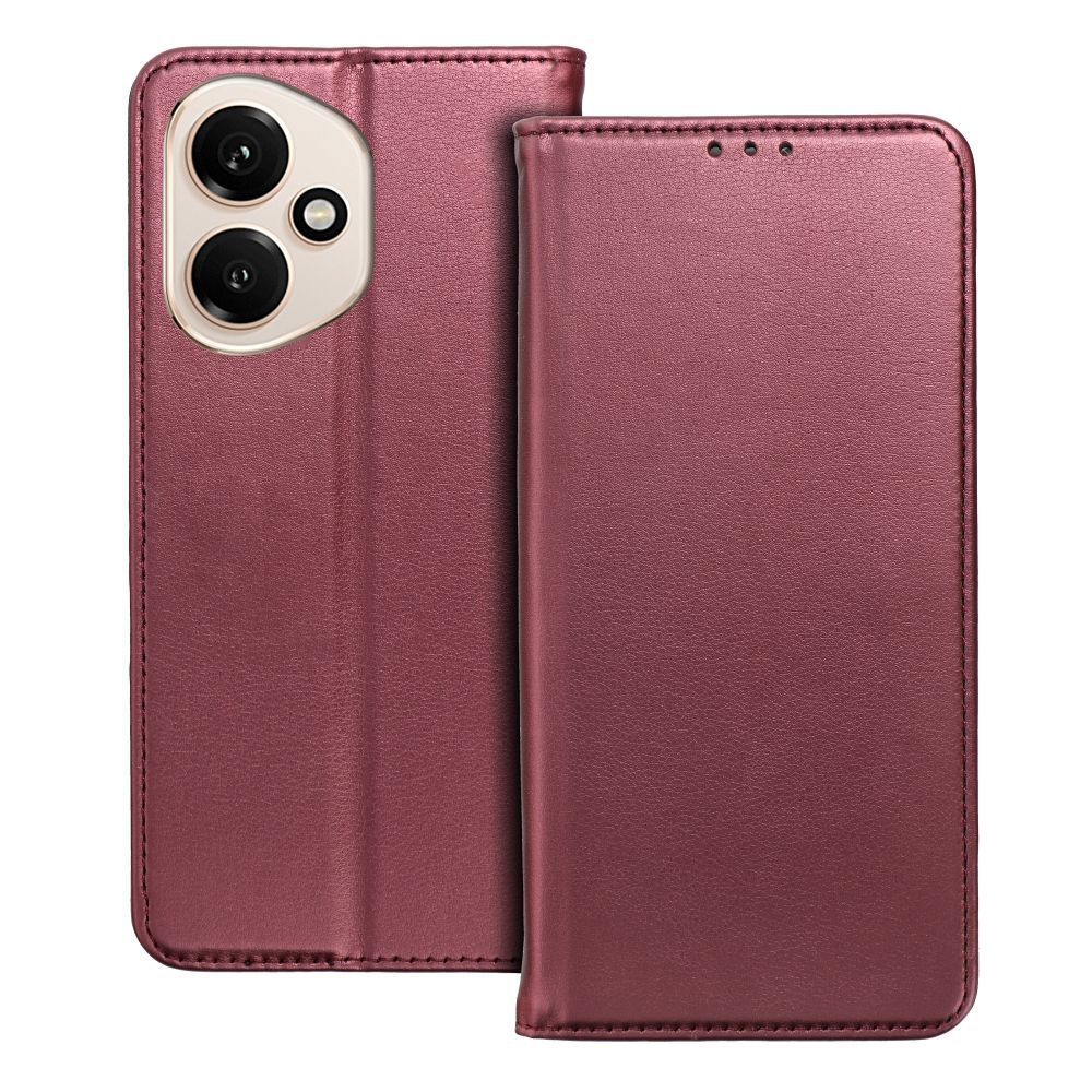 Telefontok Honor 400 5G - Smart Magnetic burgundy szilikon keretes mágneses könyvtok
