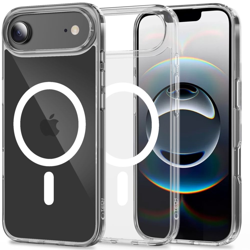 Telefontok iPhone 17 Air - Tech-Protect Flexair Hybrid - MagSafe kompatibilis átlátszó műanyag hátlap tok, szilikon kerettel