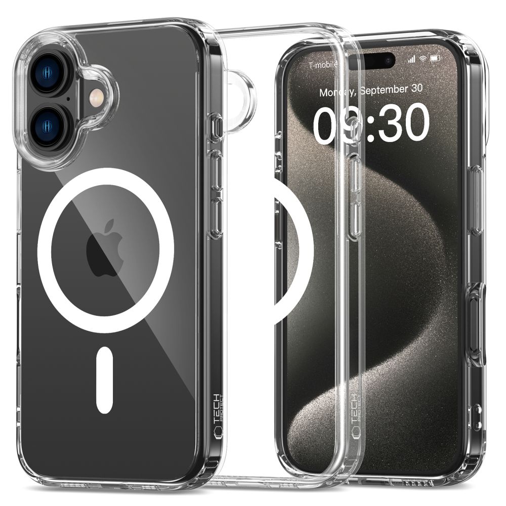 Telefontok iPhone 17 - Tech-Protect Flexair Hybrid - MagSafe kompatibilis átlátszó műanyag hátlap tok, szilikon kerettel