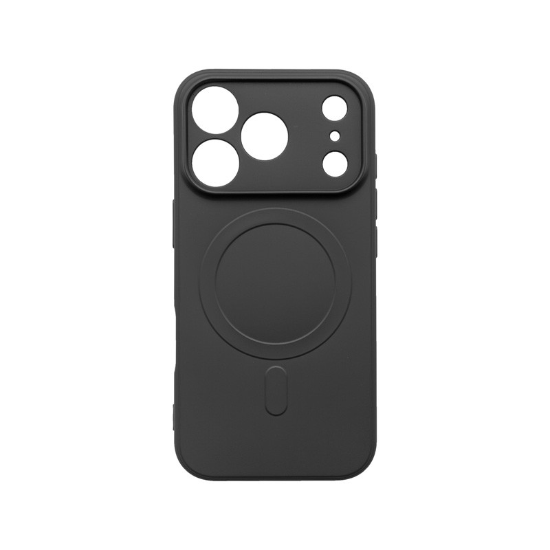 Telefontok iPhone 17 Pro Max - MagSafe kompatibilis fekete szilikon hátlap tok