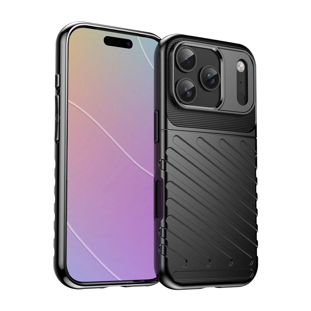 Telefontok iPhone 17 Pro - Thunder fekete ütésálló szilikon hátlap tok Telefontok iPhone 17 Pro - Thunder fekete ütésálló szilikon hátlap tok