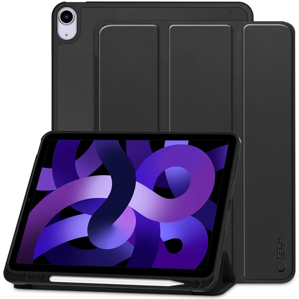 Tablettok iPad Air 5 (2022, 10,9 coll) - fekete smart case ceruza tartóval Tablettok iPad Air 5 (2022, 10,9 coll) - fekete smart case ceruza tartóval