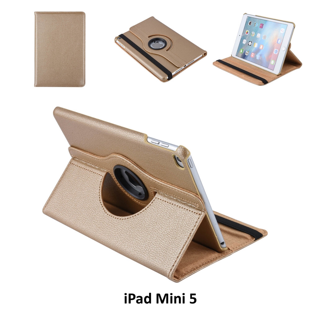 Tablettok iPad Mini 4 (2015) / Mini 5 (2019) - arany fordítható műbőr tablet tok