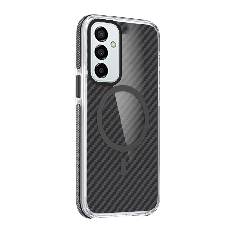 Telefontok Samsung Galaxy A17 4G / 5G - Fiber - carbon mintás, áttetsző/fekete, Magsafe kompatibilis hátlap tok