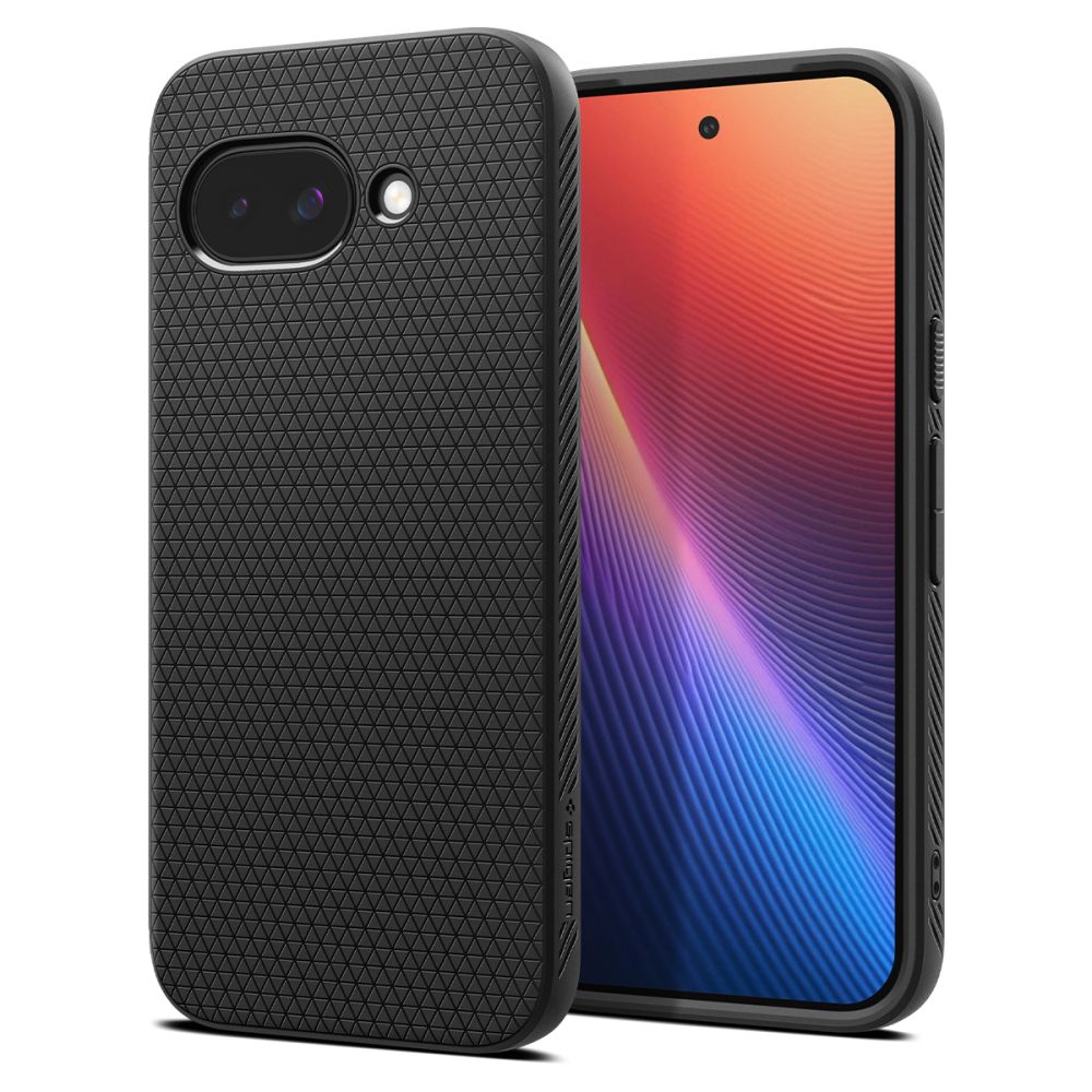 Telefontok Google Pixel 9a - SPIGEN Liquid Air matt fekete hátlap tok Telefontok Google Pixel 9a - SPIGEN Liquid Air matt fekete hátlap tok