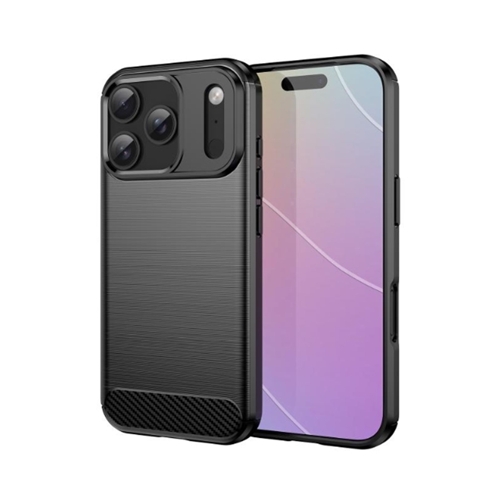 Telefontok iPhone 17 Pro Max - Carbon Fiber - fekete szilikon hátlap tok Telefontok iPhone 17 Pro Max - Carbon Fiber - fekete szilikon hátlap tok