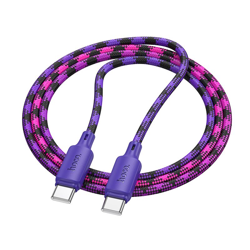 Kábel Hoco X116 - Type-C / Type-C (USB-C) lila szövet kábel 1m, 60W ﻿