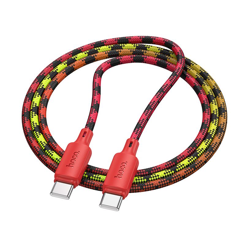 Kábel Hoco X116 - Type-C / Type-C (USB-C) piros szövet kábel 1m, 60W ﻿
