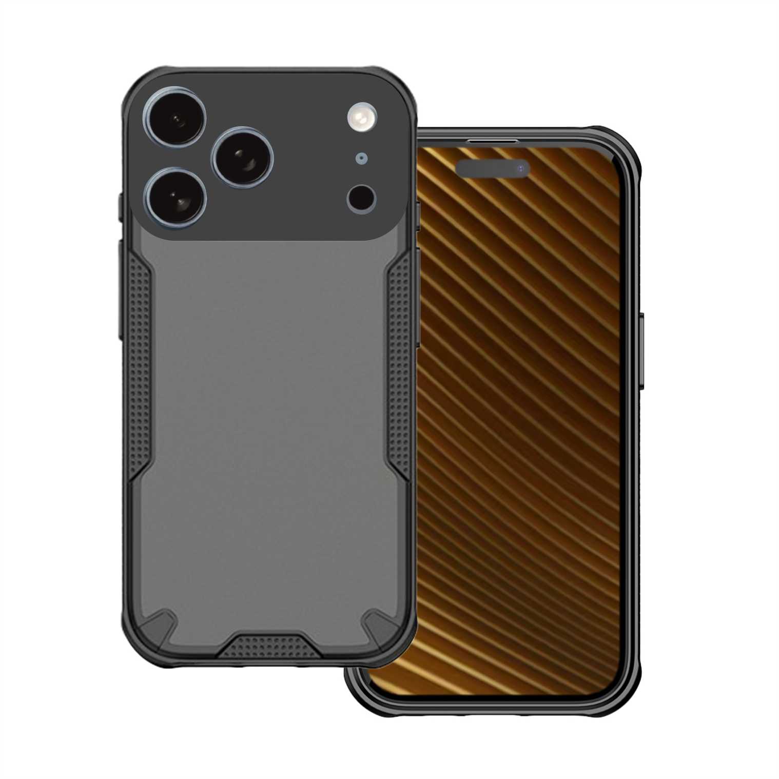 Telefontok iPhone 17 Pro - Defender Matt - fekete/áttetsző ütésálló hátlap tok Telefontok iPhone 17 Pro - Defender Matt - fekete/áttetsző ütésálló hátlap tok
