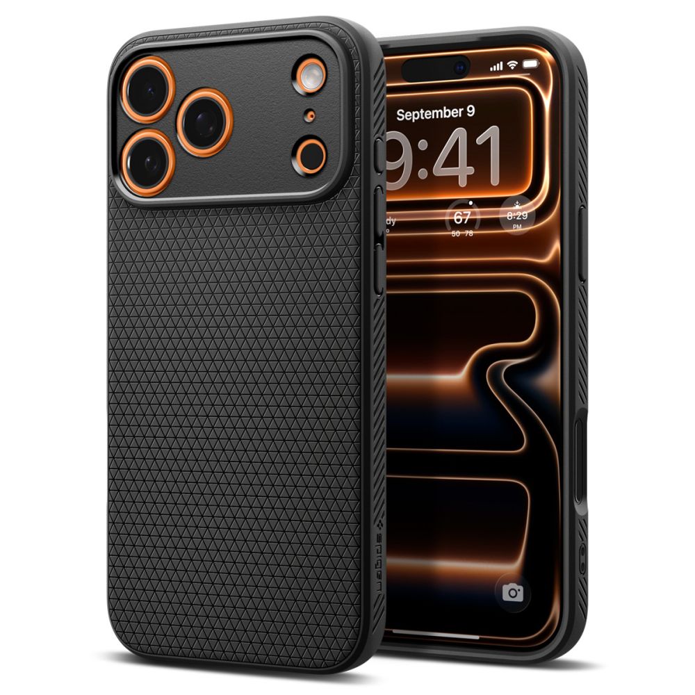 Telefontok iPhone 17 Pro Max - SPIGEN LIQUID AIR - matt fekete szilikon tok