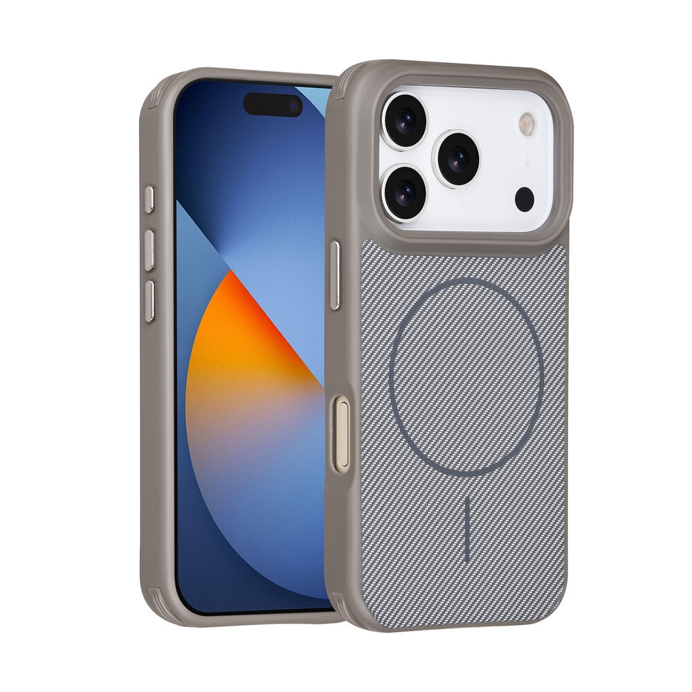 Telefontok iPhone 17 Pro - TUNIQ - szürke carbon mintás, MagSafe kompatibilis, ütésálló hátlap tok Telefontok iPhone 17 Pro - TUNIQ - szürke carbon mintás, MagSafe kompatibilis, ütésálló hátlap tok