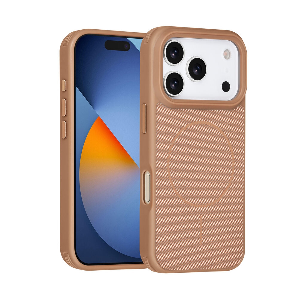 Telefontok iPhone 17 Pro - TUNIQ - aranybarna carbon mintás, MagSafe kompatibilis, ütésálló hátlap tok Telefontok iPhone 17 Pro - TUNIQ - aranybarna carbon mintás, MagSafe kompatibilis, ütésálló hátlap tok