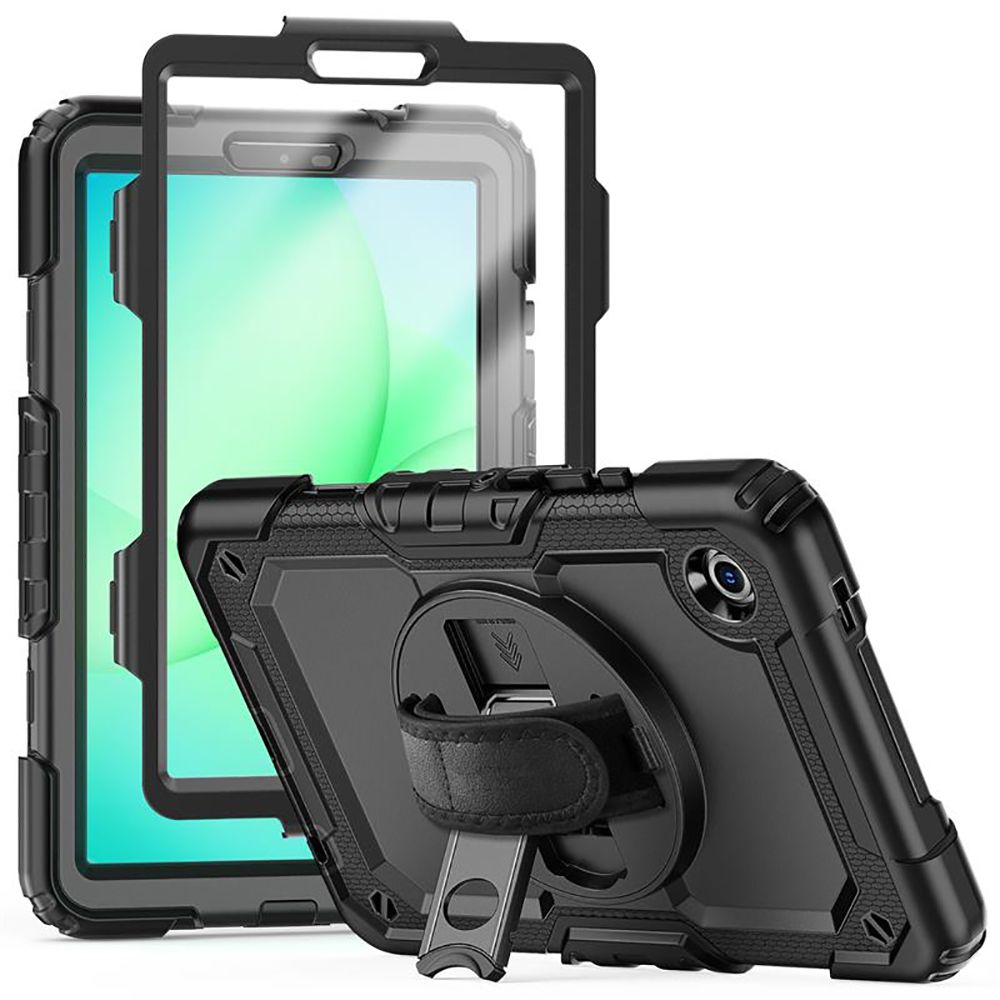 Tablettok Samsung Galaxy Tab A9 8.7 X110 / X115 - SOLID360 ütésálló, kitámasztható, fekete tablet tok Tablettok Samsung Galaxy Tab A9 8.7 X110 / X115 - SOLID360 ütésálló, kitámasztható, fekete tablet tok