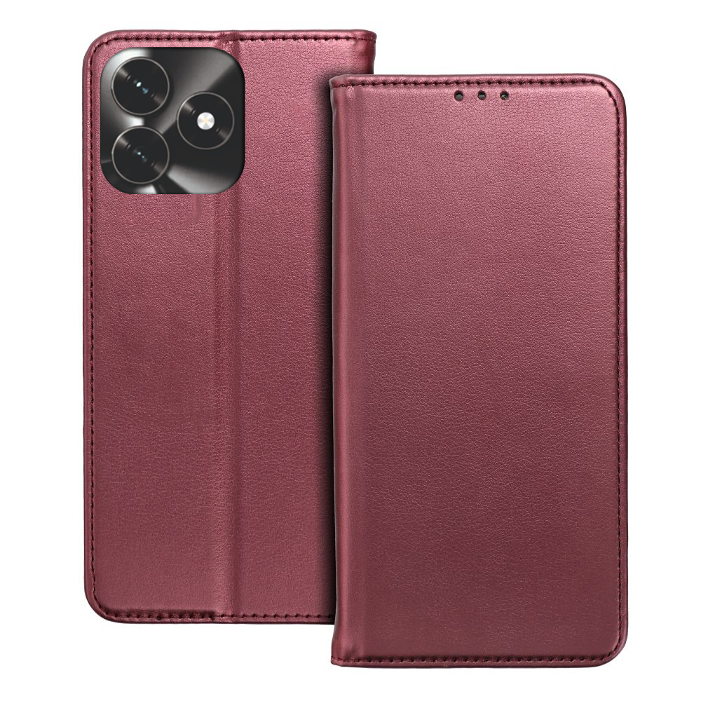Telefontok Honor X5c Plus - Smart Magnetic burgundy szilikon keretes mágneses könyvtok Telefontok Honor X5c Plus - Smart Magnetic burgundy szilikon keretes mágneses könyvtok