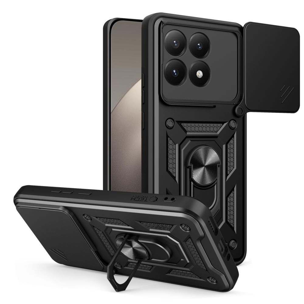 Telefontok Xiaomi 15T 5G - Camshield - fekete szilikon tok, kitámasztó ujjgyűrűvel, csúsztatható kameravédővel Telefontok Xiaomi 15T 5G - Camshield - fekete szilikon tok, kitámasztó ujjgyűrűvel, csúsztatható kameravédővel