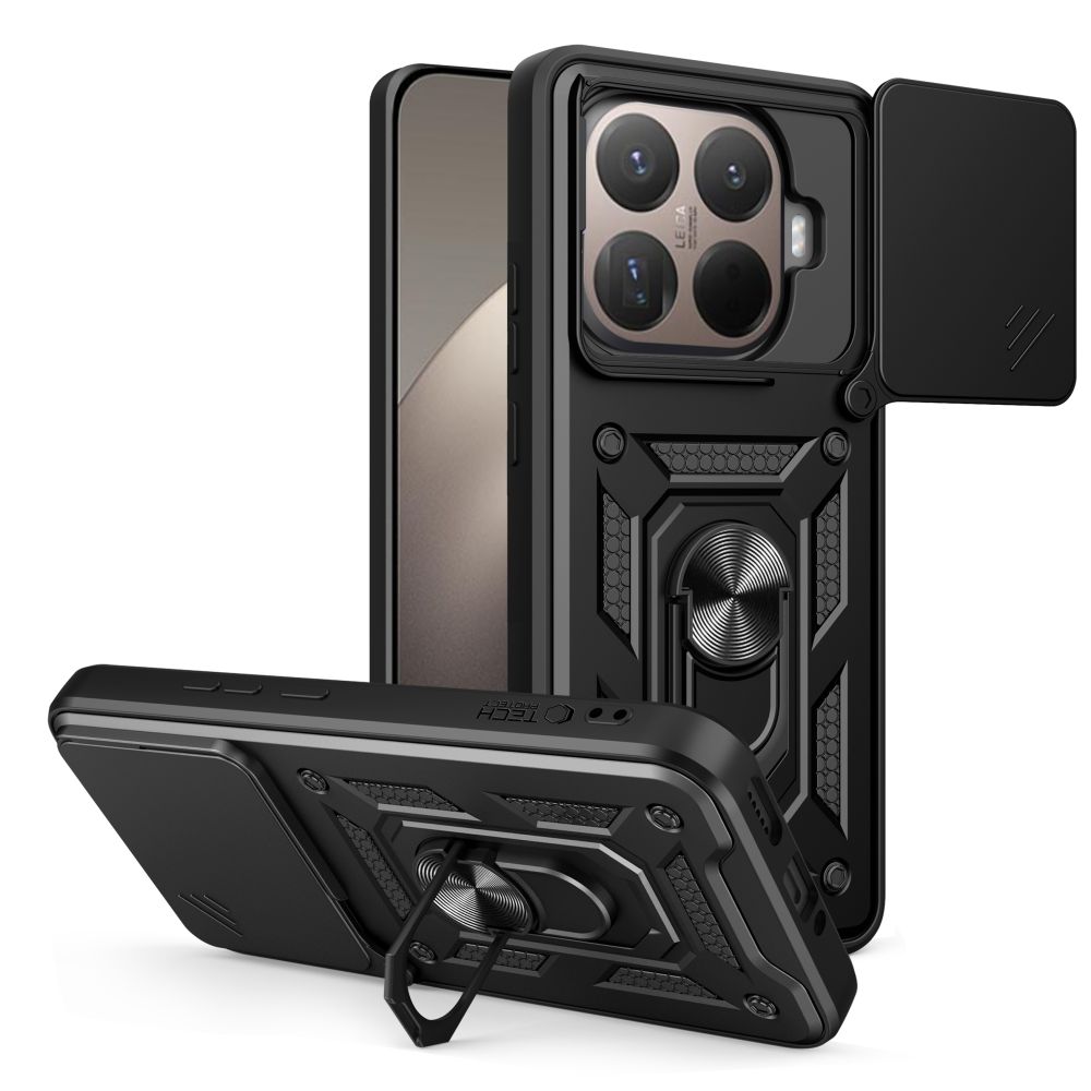 Telefontok Xiaomi 15T Pro 5G - Camshield - fekete szilikon tok, kitámasztó ujjgyűrűvel, csúsztatható kameravédővel Telefontok Xiaomi 15T Pro 5G - Camshield - fekete szilikon tok, kitámasztó ujjgyűrűvel, csúsztatható kameravédővel