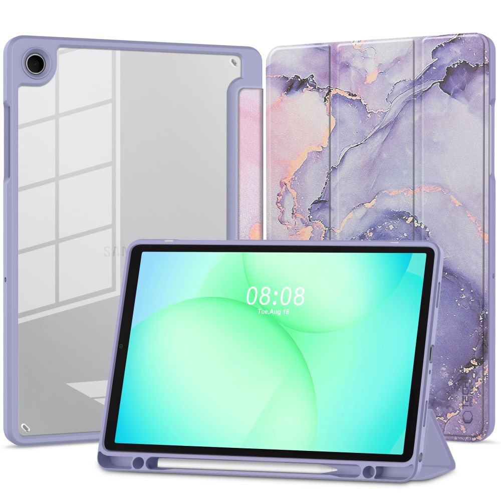 Tablettok Samsung Galaxy Tab A9 8.7 X110 / X115 - TECH-PROTECT HYBRID LILA MARBLE tok, ceruza tartóval Tablettok Samsung Galaxy Tab A9 8.7 X110 / X115 - TECH-PROTECT HYBRID LILA MARBLE tok, ceruza tartóval