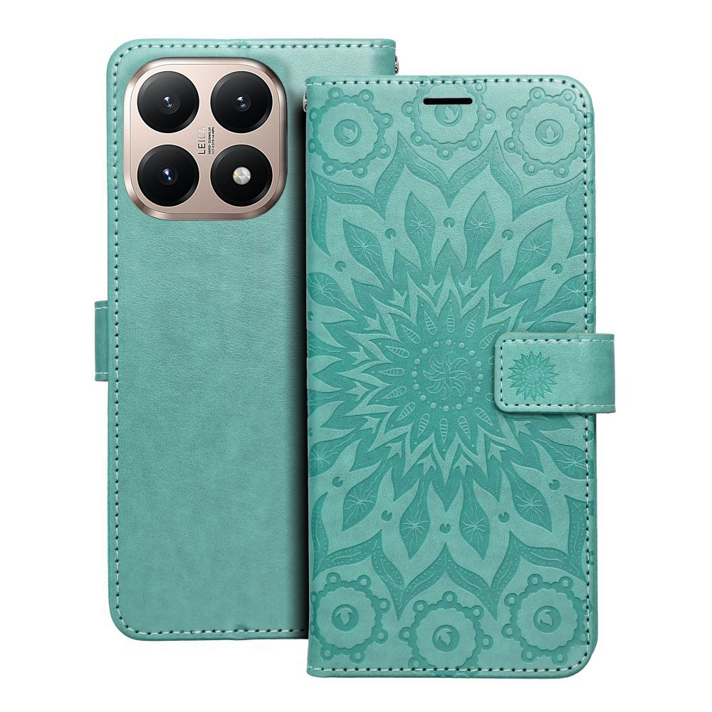 Telefontok Xiaomi 15T 5G - MEZZO mandala mintás zöld mágneses szilikon keretes könyvtok Telefontok Xiaomi 15T 5G - MEZZO mandala mintás zöld mágneses szilikon keretes könyvtok