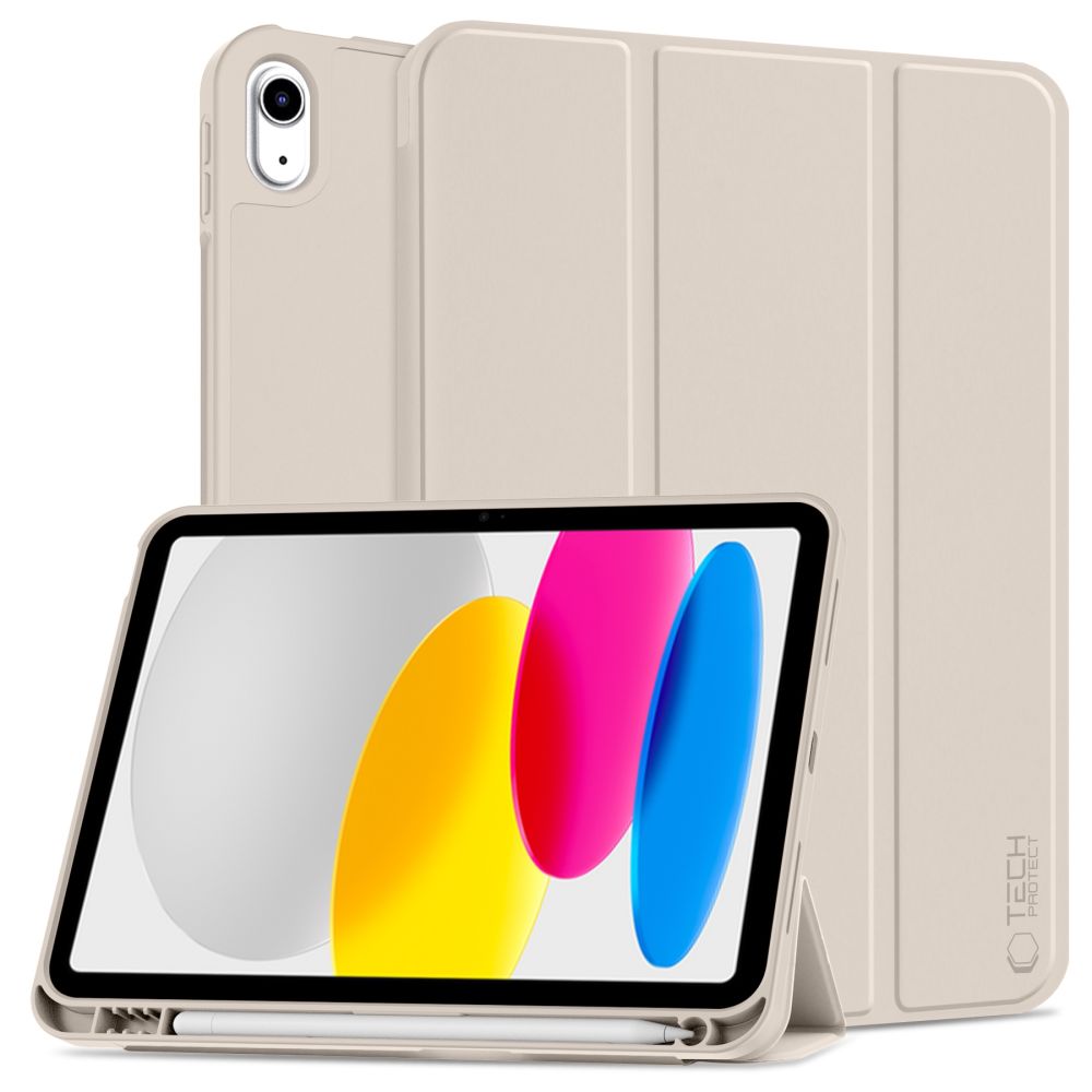 Tablettok iPad 2022 10.9 (iPad 10) - homokszínű smart case, ceruza tartóval