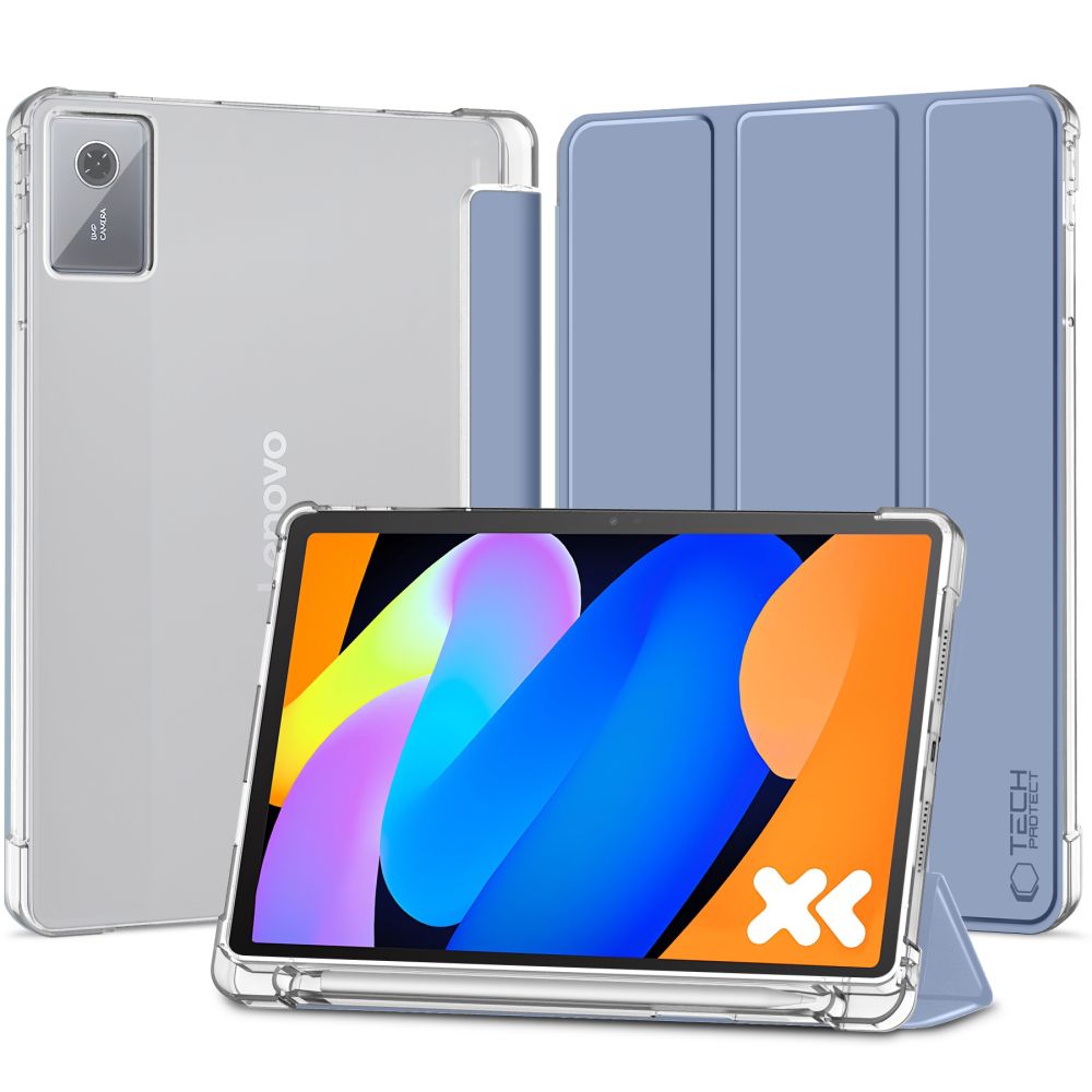 Tablettok Lenovo Idea Tab 11 coll (TB-336) / Tab K11 Gen 2 - kék smart case tablet tok, áttetsző hátlappal, ceruza tartóval Tablettok Lenovo Idea Tab 11 coll (TB-336) / Tab K11 Gen 2 - kék smart case tablet tok, áttetsző hátlappal, ceruza tartóval