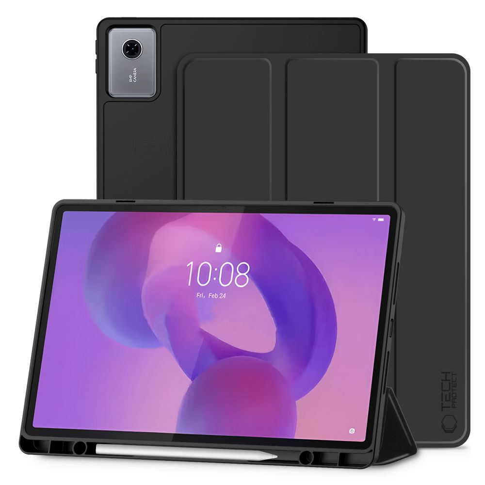 Tablettok Lenovo Idea Tab Plus 12,1 (TB-361) - fekete smart case tablet tok, ceruza tartóval Tablettok Lenovo Idea Tab Plus 12,1 (TB-361) - fekete smart case tablet tok, ceruza tartóval
