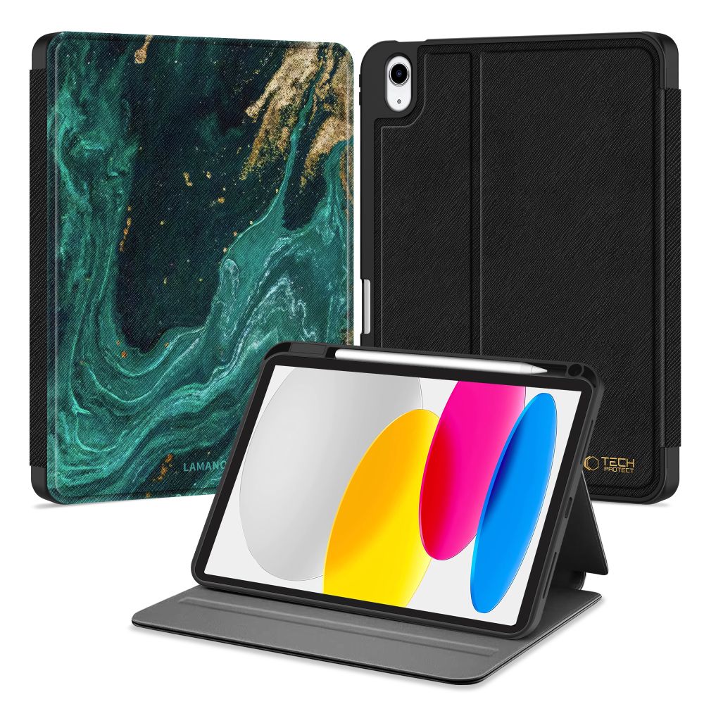 Tablettok iPad 10.9 (iPad 10) - LAMANO VERDE AURA mintás smart case, ceruza tartóval Tablettok iPad 10.9 (iPad 10) - LAMANO VERDE AURA mintás smart case, ceruza tartóval