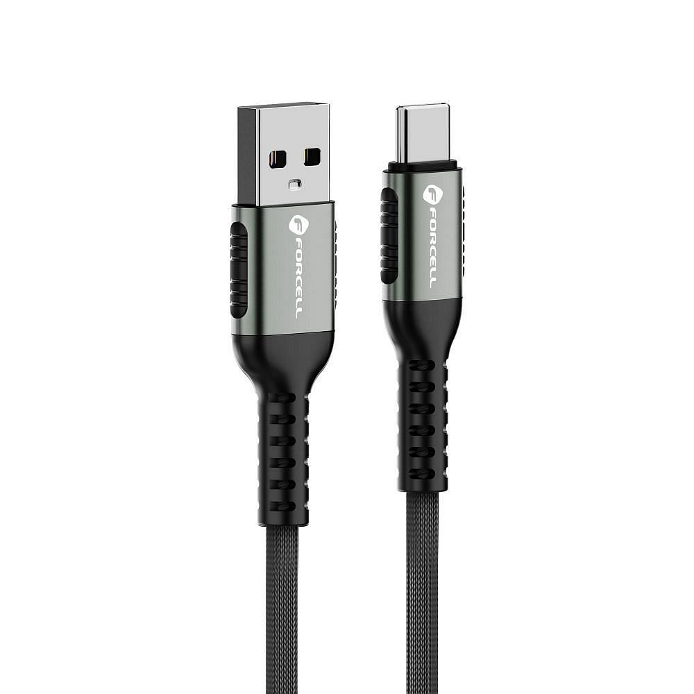 Forcell F-Energy C256 - Type-C (USB-C) / USB fekete szövetkábel, 3A / 66W Forcell F-Energy C256 - Type-C (USB-C) / USB fekete szövetkábel, 3A / 66W