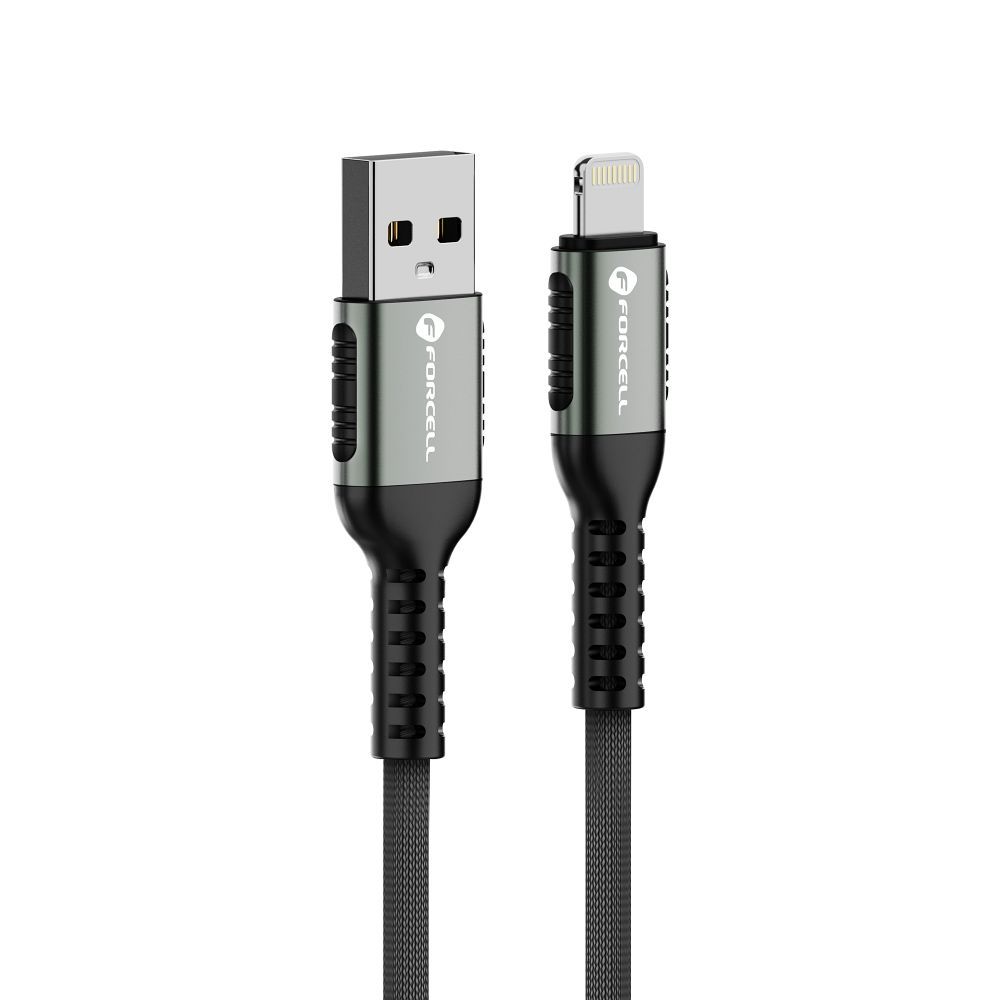 Forcell F-Energy C257 - Lightning / USB fekete szövetkábel, 2,4A / 12W Forcell F-Energy C257 - Lightning / USB fekete szövetkábel, 2,4A / 12W
