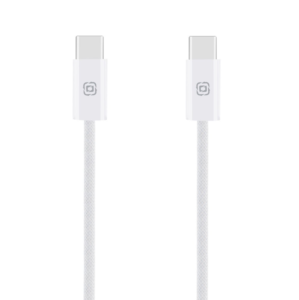 Kábel: OBAL:ME - Type-C / Type-C (USB-C) fehér szövet kábel, 2m/100W