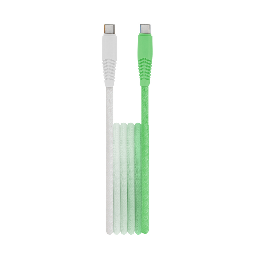 Setty - Type-C (USB-C) / Type-C (USB-C) menta-fehér szövet kábel 1,5 m, 15W