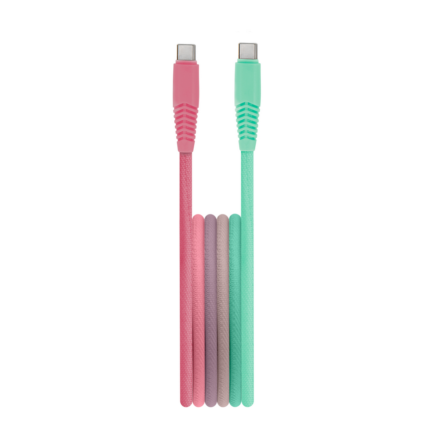 Setty - Type-C (USB-C) / Type-C (USB-C) menta-pink szövet kábel 1,5 m, 15W Setty - Type-C (USB-C) / Type-C (USB-C) menta-pink szövet kábel 1,5 m, 15W